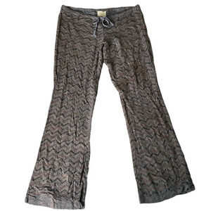 Chaser Georgette Beaded Lined Wide Leg Draw String Pant Bronze/Gray. Medium. NWT